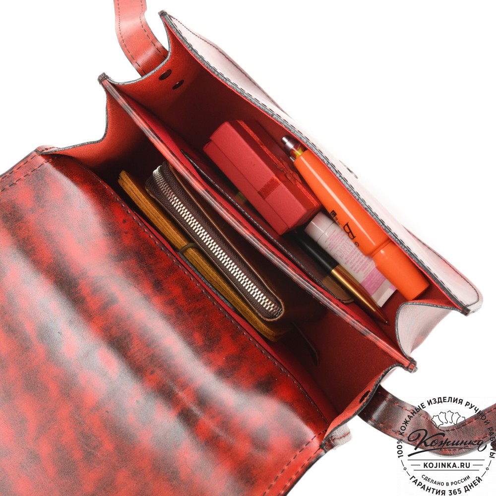 Женская кожаная сумка "Аргентина" (глянец красный)